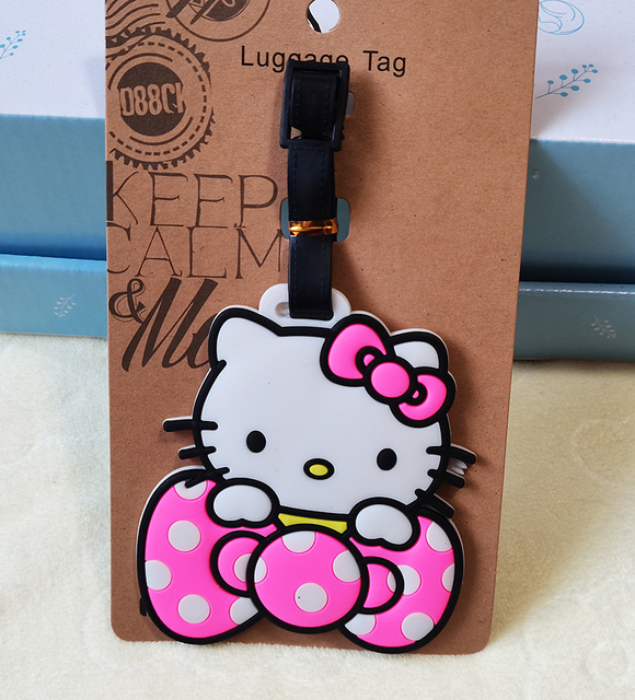 Kot kreskówkowy Hello Kitty - bagaż Tag dla walizki i plecaka, wykonany z miękkiego silikonu, do podróży - Wianko - 8