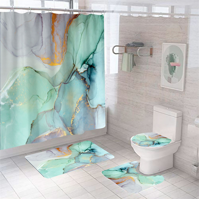 Marmurowe zasłony prysznicowe zmywalne, luksusowe zestawy łazienkowe - Wianko - 23