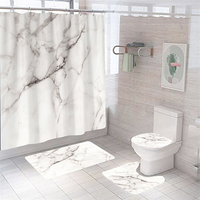 Marmurowe zasłony prysznicowe zmywalne, luksusowe zestawy łazienkowe - Wianko - 10