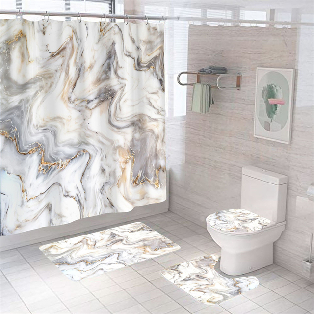 Marmurowe zasłony prysznicowe zmywalne, luksusowe zestawy łazienkowe - Wianko - 11