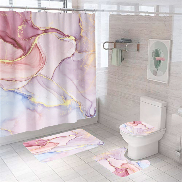 Marmurowe zasłony prysznicowe zmywalne, luksusowe zestawy łazienkowe - Wianko - 20