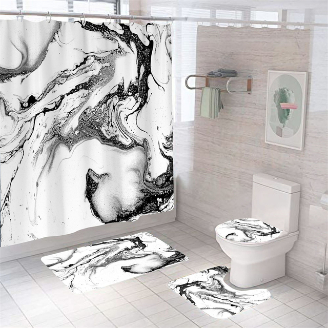 Marmurowe zasłony prysznicowe zmywalne, luksusowe zestawy łazienkowe - Wianko - 14