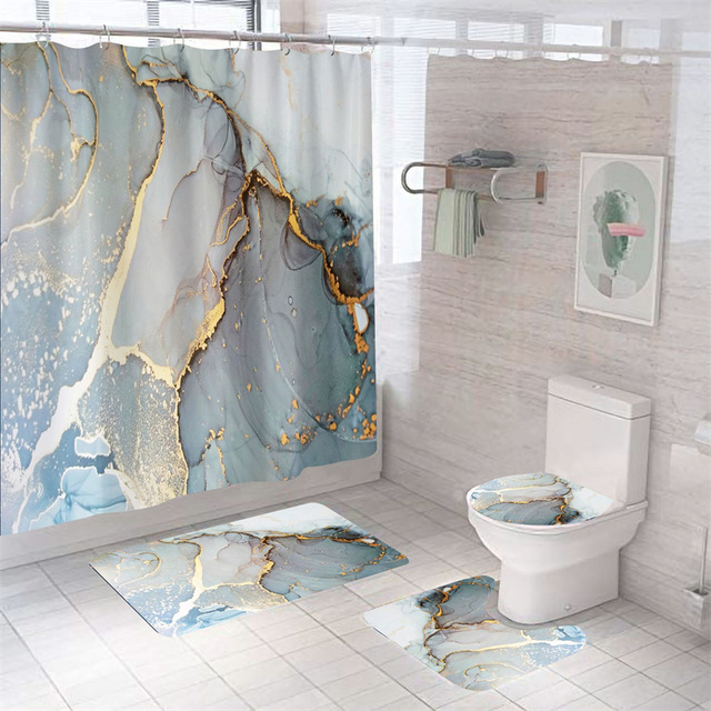 Marmurowe zasłony prysznicowe zmywalne, luksusowe zestawy łazienkowe - Wianko - 8