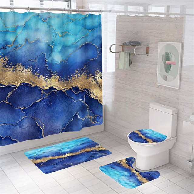 Marmurowe zasłony prysznicowe zmywalne, luksusowe zestawy łazienkowe - Wianko - 16