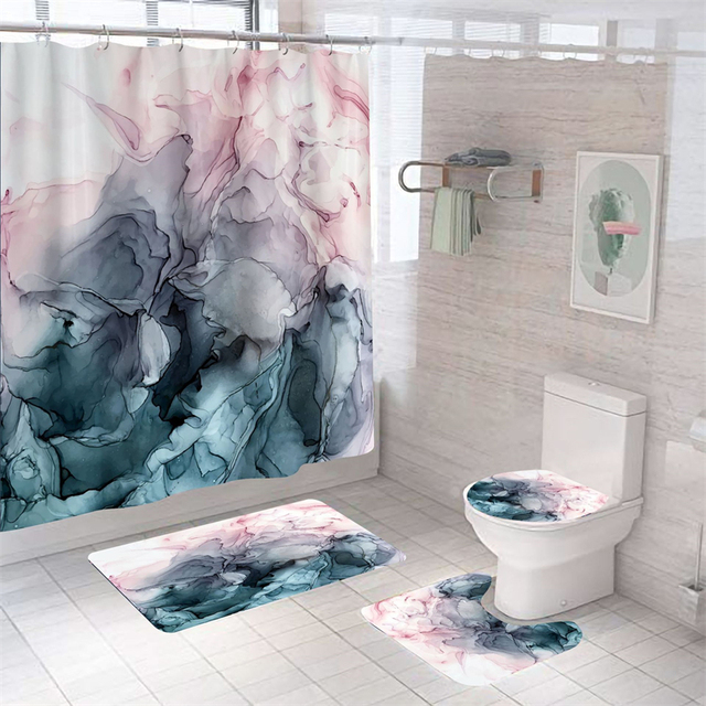 Marmurowe zasłony prysznicowe zmywalne, luksusowe zestawy łazienkowe - Wianko - 21