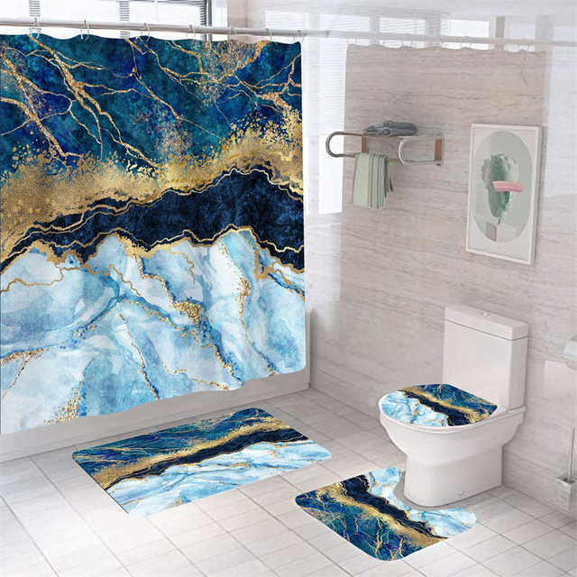 Marmurowe zasłony prysznicowe zmywalne, luksusowe zestawy łazienkowe - Wianko - 22