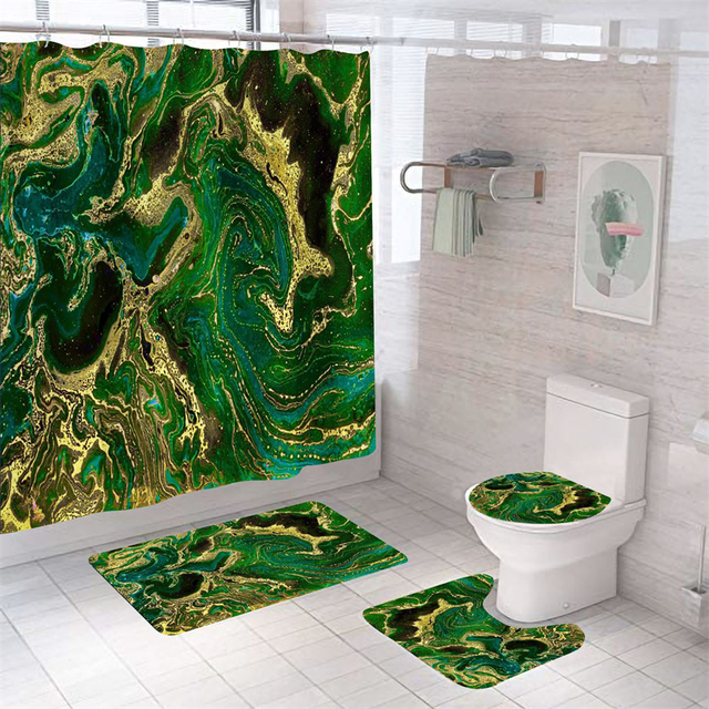 Marmurowe zasłony prysznicowe zmywalne, luksusowe zestawy łazienkowe - Wianko - 7