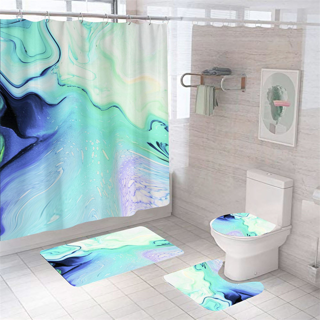 Marmurowe zasłony prysznicowe zmywalne, luksusowe zestawy łazienkowe - Wianko - 17