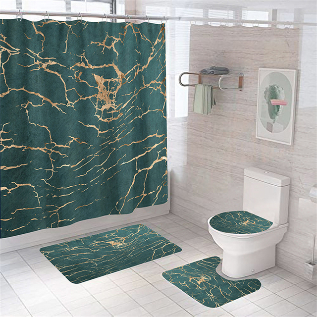 Marmurowe zasłony prysznicowe zmywalne, luksusowe zestawy łazienkowe - Wianko - 9