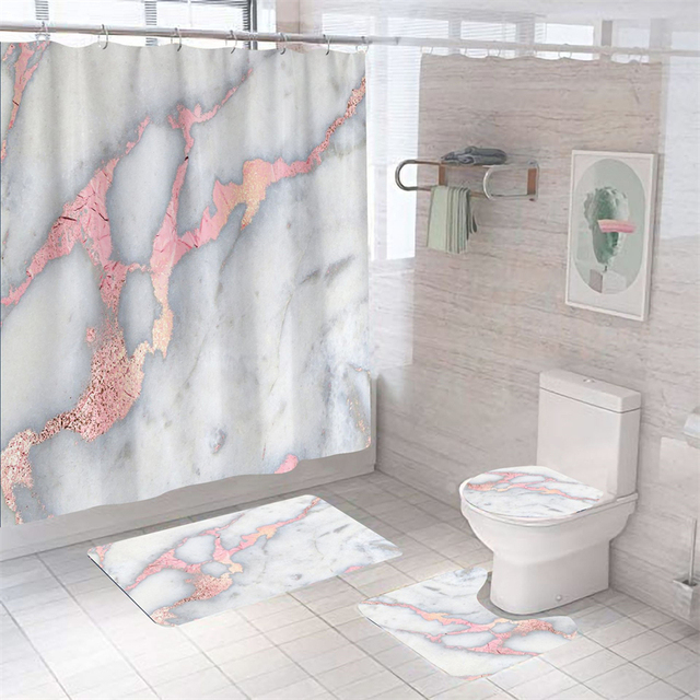 Marmurowe zasłony prysznicowe zmywalne, luksusowe zestawy łazienkowe - Wianko - 18
