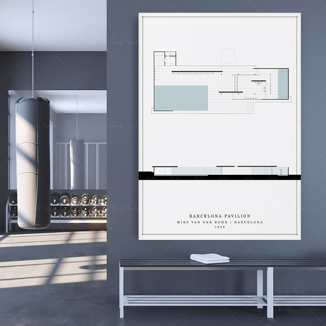 Pawilon Barceloński - Architektura do druku cyfrowego rysunków - Wianko - 6