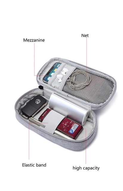 Miękka torba podróżna z twardym dyskiem, ładowarka do telefonu komórkowego, GPS, adapter, organizer na ładowarki i kable USB, power bank, radio FM - Wianko - 3
