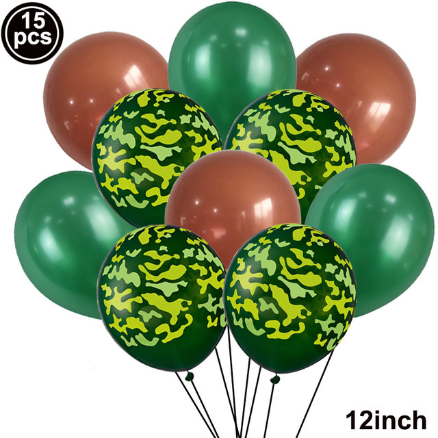 Kamuflaż wojskowy - dekoracja imprezy tematycznej z balonami w kształcie czołgu i banerem Happy Birthday dla dzieci w wieku przedszkolnym i przedszkolnym oraz strażnika armii - zaopatrzenie firm w balony - Wianko - 4