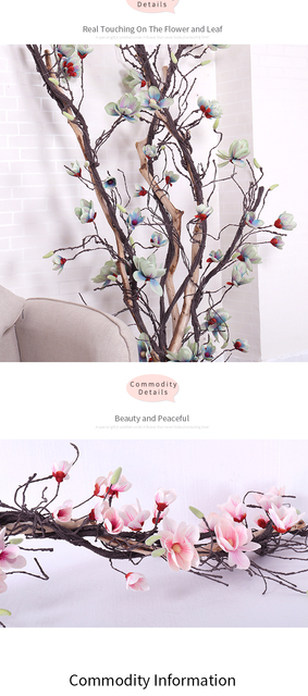 Łuk ślubny Magnolia z dekoracją ściany - kwiatowy stroik z wiankiem z bluszczu, gałęziami kwiatów garlandu i wiszących girlandach - Wianko - 4