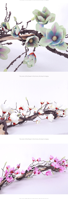 Łuk ślubny Magnolia z dekoracją ściany - kwiatowy stroik z wiankiem z bluszczu, gałęziami kwiatów garlandu i wiszących girlandach - Wianko - 7