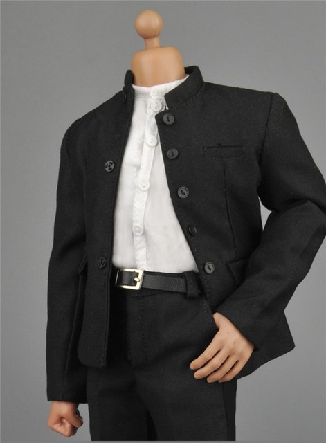 Mianowicie tytuł tego produktu z dopracowania po polsku to: Mężczyzna chińska tunika garnitur w skali 1/6 (czarny/biały) dla 12-calowej figurki lalki - Wianko - 2