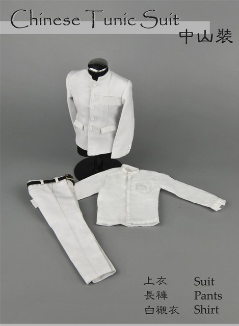 Mianowicie tytuł tego produktu z dopracowania po polsku to: Mężczyzna chińska tunika garnitur w skali 1/6 (czarny/biały) dla 12-calowej figurki lalki - Wianko - 7