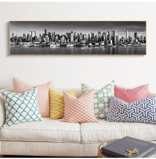 Nowojorski krajobraz Wall Art - duże czarno-białe zdjęcie na płótnie do salonu i dekoracji domu [HD] - Wianko - 4