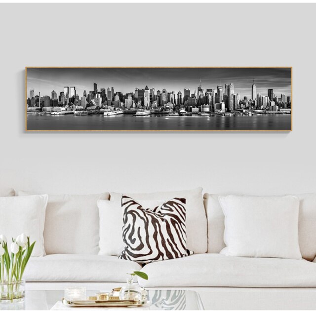 Nowojorski krajobraz Wall Art - duże czarno-białe zdjęcie na płótnie do salonu i dekoracji domu [HD] - Wianko - 6