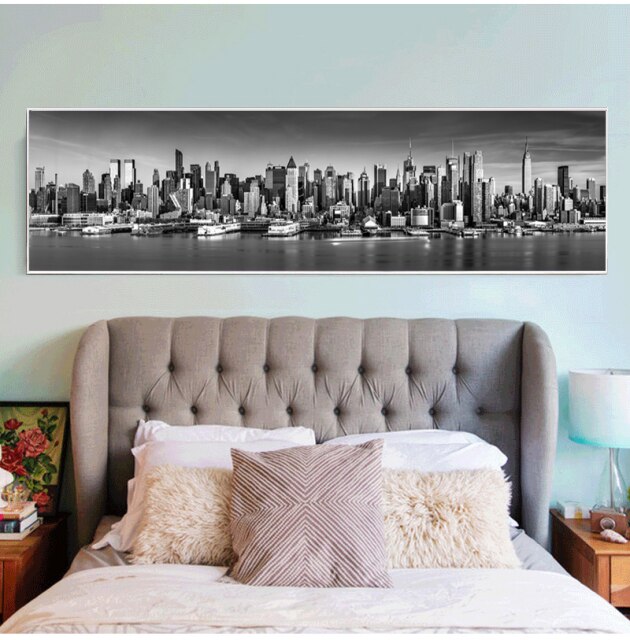 Nowojorski krajobraz Wall Art - duże czarno-białe zdjęcie na płótnie do salonu i dekoracji domu [HD] - Wianko - 5
