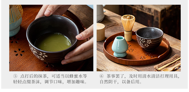 Zestaw tradycyjnych naczyń do herbaty - bambusowa trzepaczka, ceremiczna miska i szpachelka - Wianko - 9