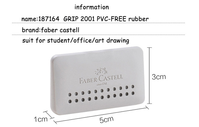 Gumka Faber Castell 187164 Uchwyt 2001 - szara, trapezowa, PVC-FREE, miękka - Wianko - 2