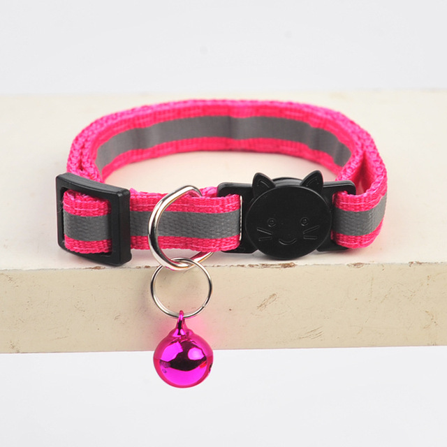 Bezpieczna odblaskowa obroża dla kota - regulowana nylonowa obroża z dzwonkiem i klamrą - Wianko - 16