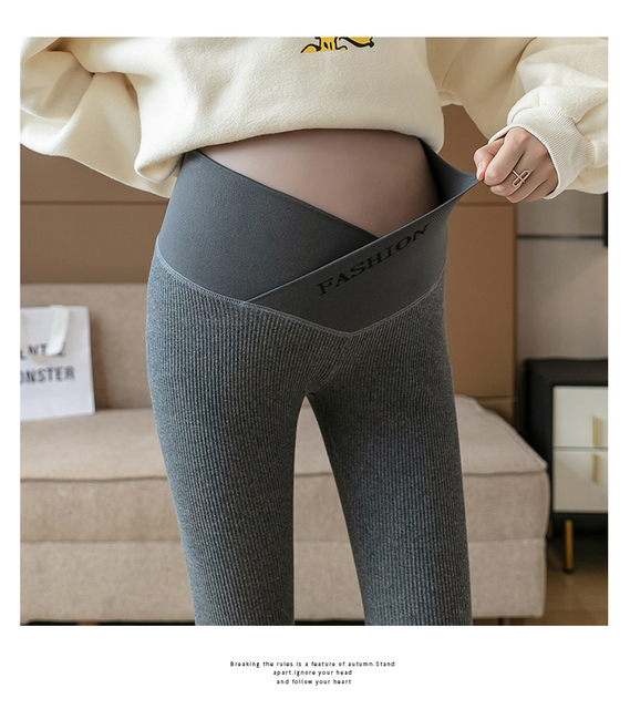 Spodnie capri ciążowe z nisko profilowaną talią, wykonane z bawełny - na co dzień i jesień, dla komfortu i stylu w trakcie ciąży - Wianko - 19
