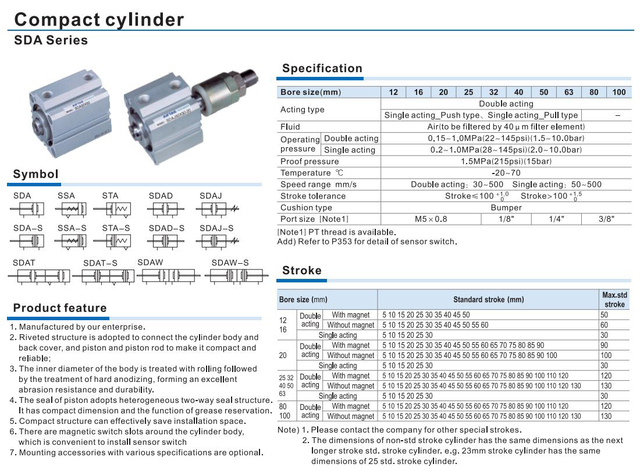 Cylinder pneumatyczny jednostronnie działający SSA16X10-S-B, SSA16X30-B, SSA16X20, skok 5-50mm - Wianko - 11