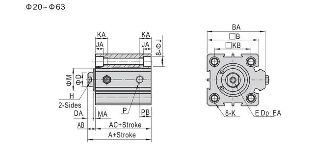 Cylinder pneumatyczny jednostronnie działający SSA16X10-S-B, SSA16X30-B, SSA16X20, skok 5-50mm - Wianko - 14