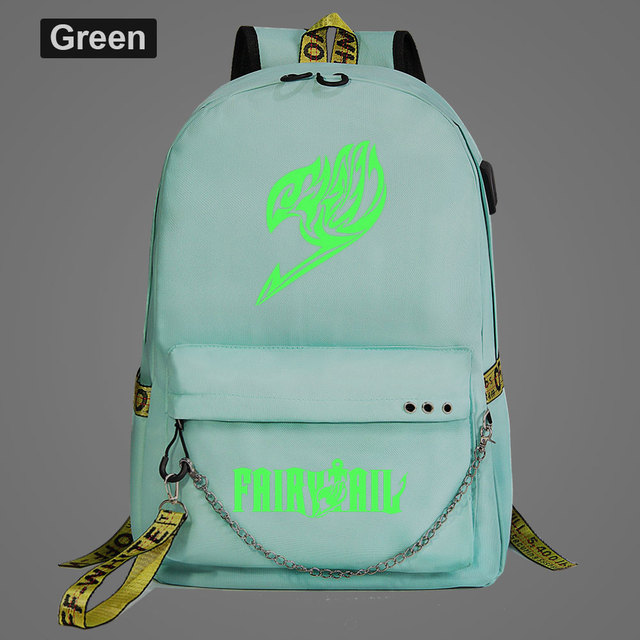Zielony plecak z motywem Fairy Tail - nowoczesny plecak z świetlistym nadrukiem, idealny dla chłopców, dziewcząt i dzieci - Wianko - 14