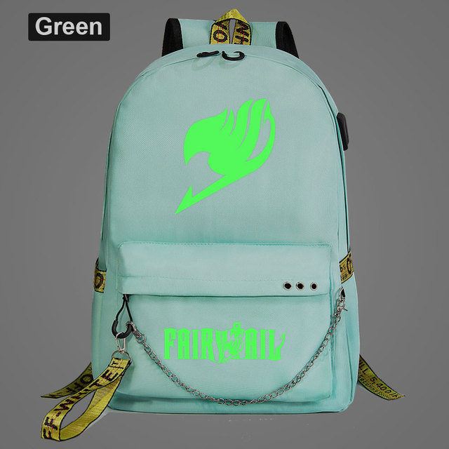Zielony plecak z motywem Fairy Tail - nowoczesny plecak z świetlistym nadrukiem, idealny dla chłopców, dziewcząt i dzieci - Wianko - 9