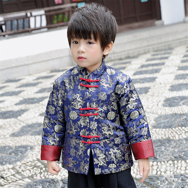 Dziecięcy chłopięcy płaszcz pikowany w stylu chińskim Tang, jesienno-zimowy - Wianko - 5