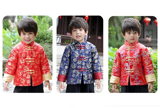 Dziecięcy chłopięcy płaszcz pikowany w stylu chińskim Tang, jesienno-zimowy - Wianko - 2