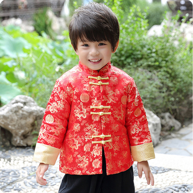 Dziecięcy chłopięcy płaszcz pikowany w stylu chińskim Tang, jesienno-zimowy - Wianko - 7