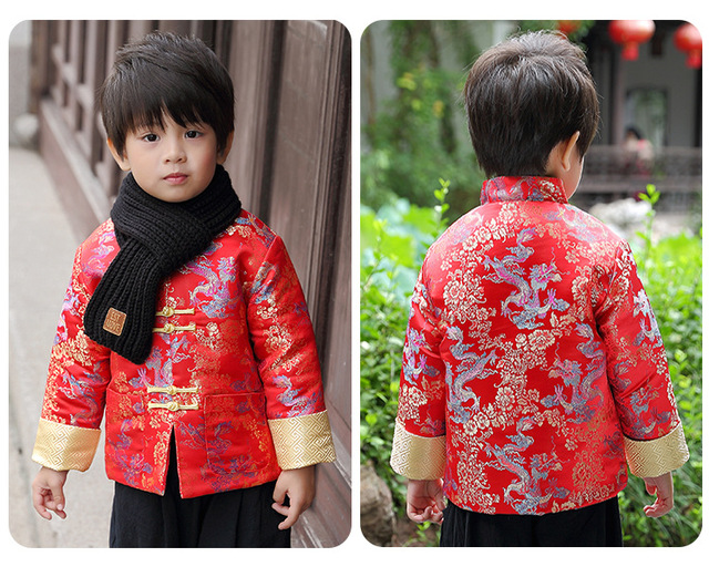 Dziecięcy chłopięcy płaszcz pikowany w stylu chińskim Tang, jesienno-zimowy - Wianko - 4