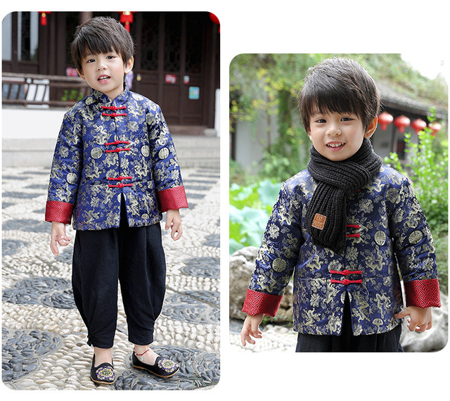 Dziecięcy chłopięcy płaszcz pikowany w stylu chińskim Tang, jesienno-zimowy - Wianko - 6
