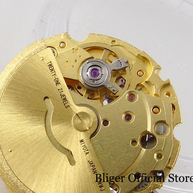 Złoty automatyczny zegarek marki MIYOTA z datą 26mm * 7.5mm, 21 klejnotów, nie drugi Hack - Wianko - 6