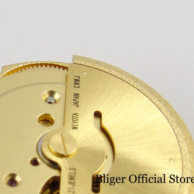 Złoty automatyczny zegarek marki MIYOTA z datą 26mm * 7.5mm, 21 klejnotów, nie drugi Hack - Wianko - 2