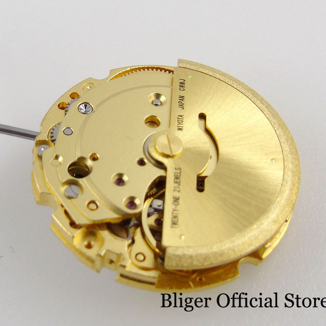 Złoty automatyczny zegarek marki MIYOTA z datą 26mm * 7.5mm, 21 klejnotów, nie drugi Hack - Wianko - 3