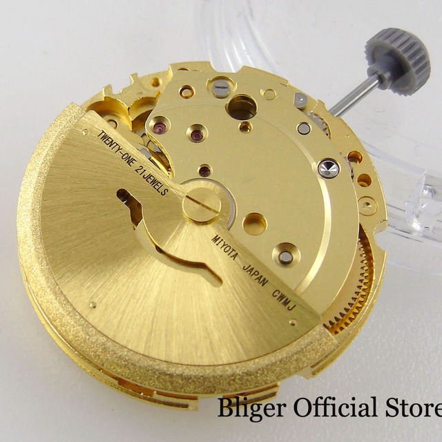 Złoty automatyczny zegarek marki MIYOTA z datą 26mm * 7.5mm, 21 klejnotów, nie drugi Hack - Wianko - 1