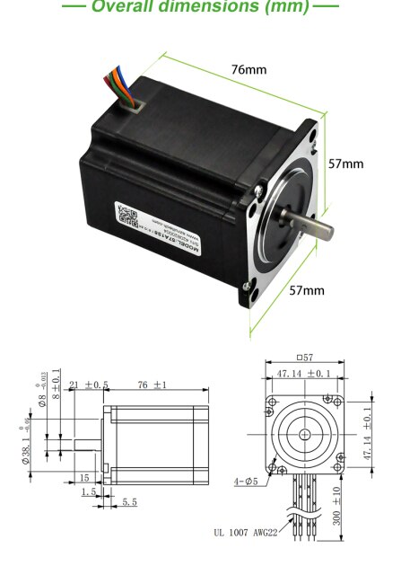 Silnik krokowy Nema 23 Rtelligent 13kg.cm 2.8A, średnica wału 6.35mm, 4 prowadnice, 8 prowadnic - do maszyn CNC - Wianko - 5