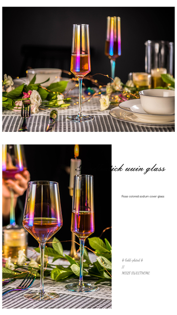 Zestaw 2 kreatywnych kieliszków do wina: kolorowe, szklane, szampanowe, dekoracyjne, kryształowe - idealne na urodziny i prezenty - Wianko - 8