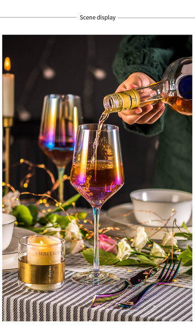 Zestaw 2 kreatywnych kieliszków do wina: kolorowe, szklane, szampanowe, dekoracyjne, kryształowe - idealne na urodziny i prezenty - Wianko - 3