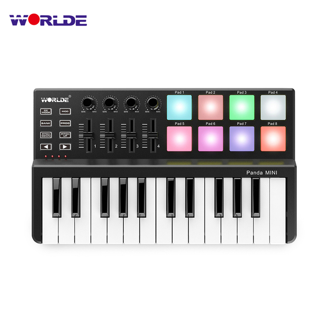 Worlde Panda Mini - Mini 25-Klawiszowa Klawiatura USB & Drum Pad - Kontroler Instrumentów Muzycznych MIDI - Wianko - 3