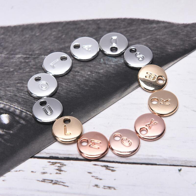 Najwyższa jakość dwustronnie srebrny pozłacane kolor alfabet A-Z list Tag Charms - znaczek początkowy urok do tworzenia biżuterii - Wianko - 10