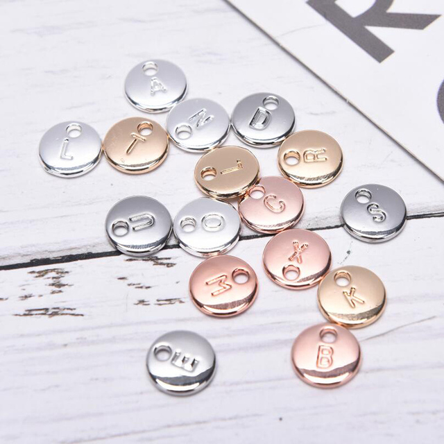 Najwyższa jakość dwustronnie srebrny pozłacane kolor alfabet A-Z list Tag Charms - znaczek początkowy urok do tworzenia biżuterii - Wianko - 2