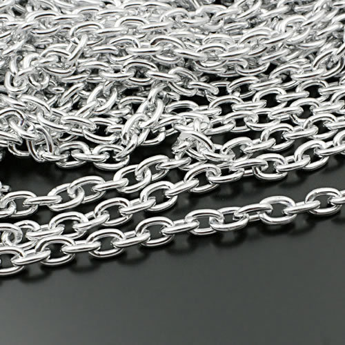 Aluminiowy owalny naszyjnik łańcuszkowy - 2 metry, 10*7mm - biżuteria DIY - Wianko - 2