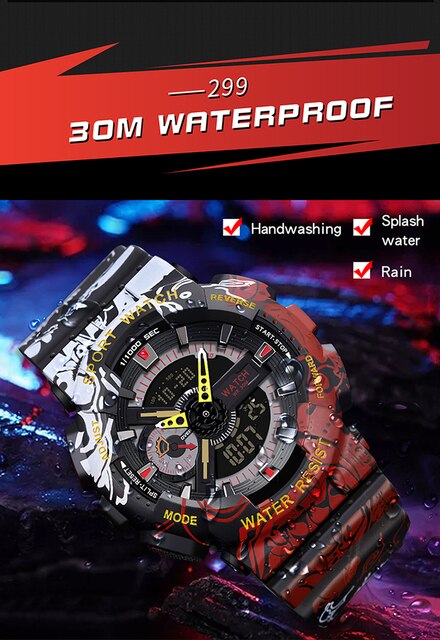 Męski zegarek sportowy BASID One Piece - wodoodporny, cyfrowy, luksusowy - Wianko - 15