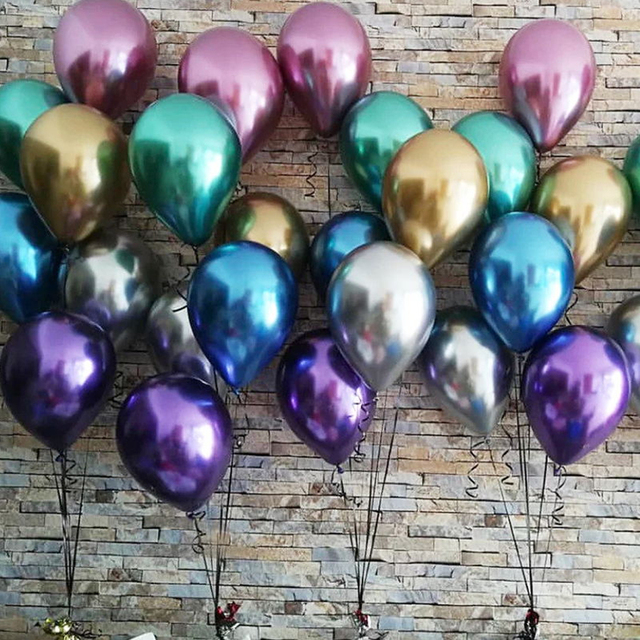 Balony lateksowe metalowe perłowe - 10 sztuk różnych rozmiarów (5/10/12 cali), chromowane o metalicznych kolorach - idealne dekoracje na ślub i przyjęcie urodzinowe - Wianko - 14